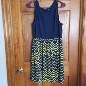 Navy blue and neon yellow sundress